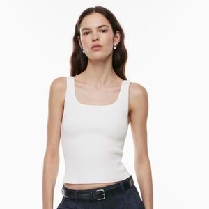 Aritzia - Babaton - Sculpt Knit Squareneck Tank - White - 2XS